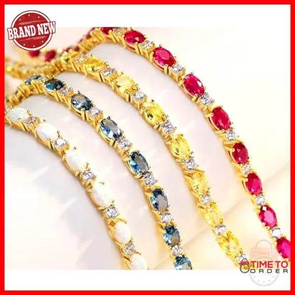 Sterling Silver Tennis Bracelet Birthstone Minimal Chic Jewelry Gift Women